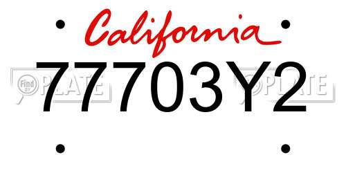 77703Y2 California License Plate