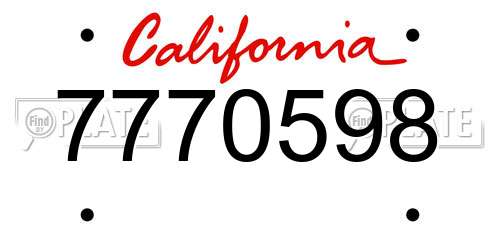 7770598 California License Plate