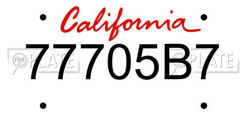 77705B7 California License Plate