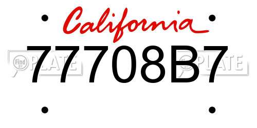 77708B7 California License Plate