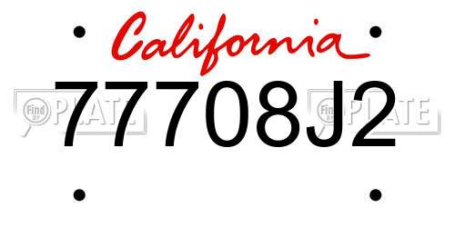 77708J2 California License Plate