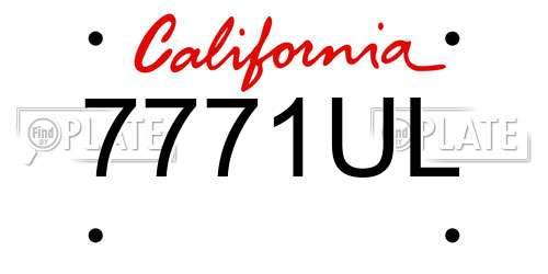 7771UL California License Plate