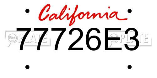 77726E3 California License Plate
