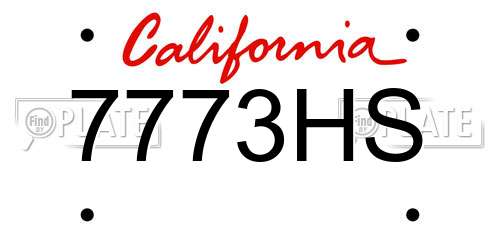 7773HS California License Plate
