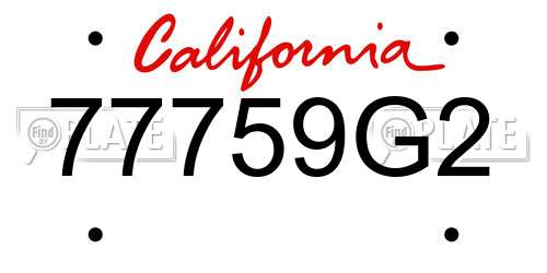77759G2 California License Plate