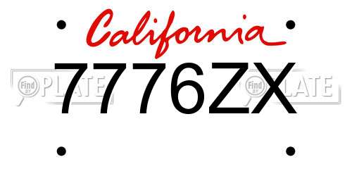 7776ZX California License Plate