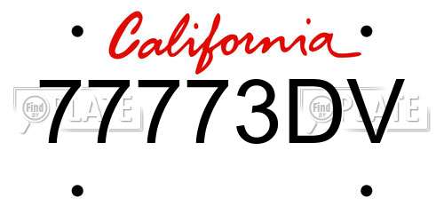 77773DV California License Plate