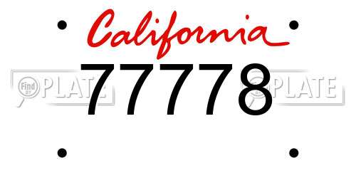 77778 California License Plate