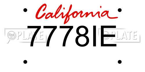 7778IE California License Plate