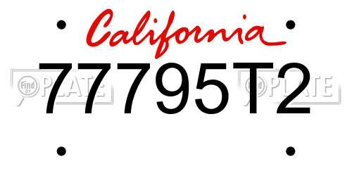 77795T2 California License Plate