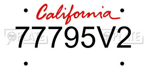 77795V2 California License Plate