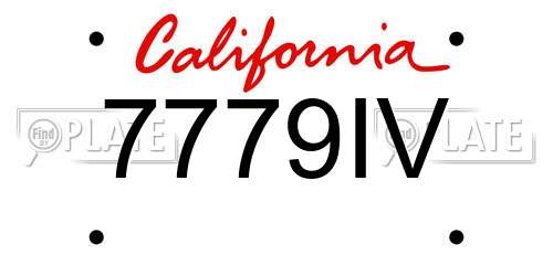 7779IV California License Plate