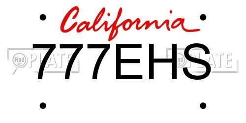 777EHS California License Plate