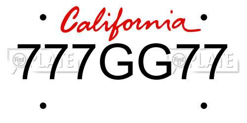 777GG77 California License Plate