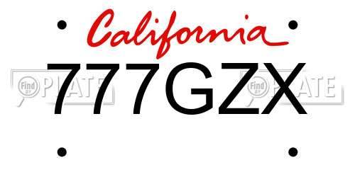 777GZX California License Plate