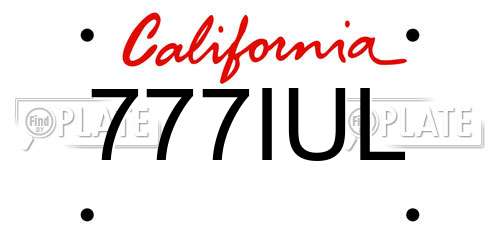 777IUL California License Plate