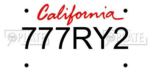 777RY2 California License Plate