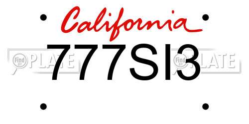 777SI3 California License Plate
