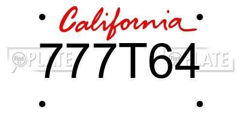 777T64 California License Plate