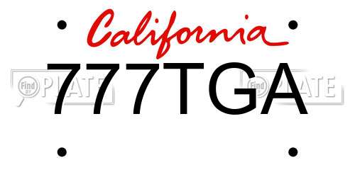777TGA California License Plate