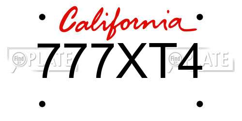 777XT4 California License Plate