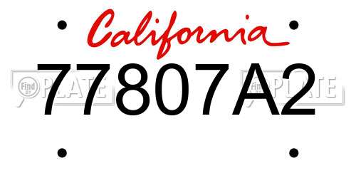 77807A2 California License Plate