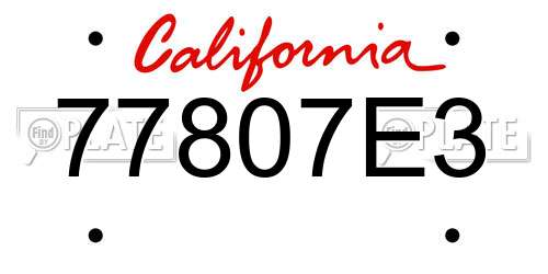 77807E3 California License Plate