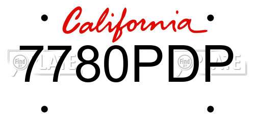 7780PDP California License Plate