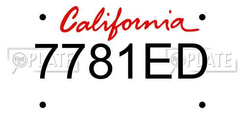 7781ED California License Plate