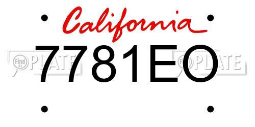 7781EO California License Plate