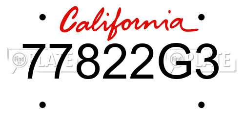 77822G3 California License Plate