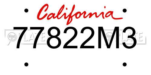 77822M3 California License Plate