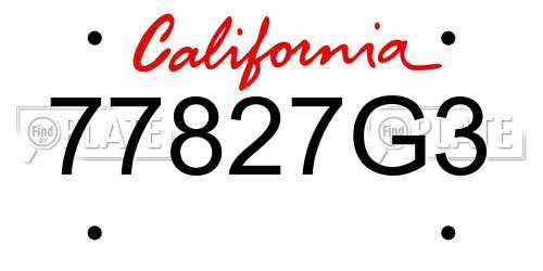 77827G3 California License Plate