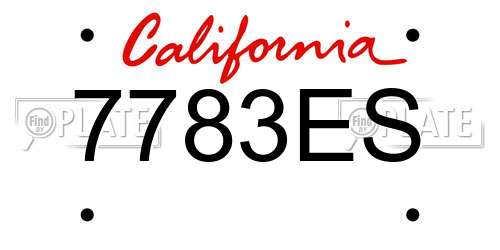7783ES California License Plate