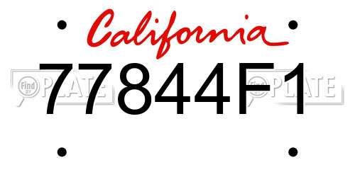 77844F1 California License Plate