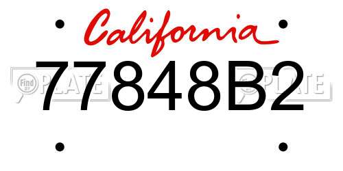 77848B2 California License Plate