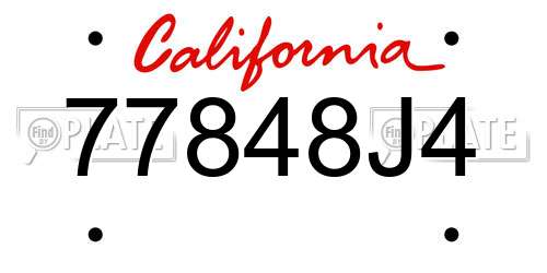 77848J4 California License Plate