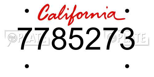 7785273 California License Plate