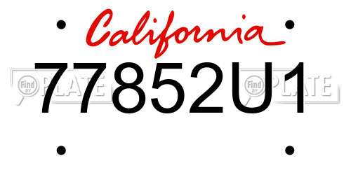 77852U1 California License Plate