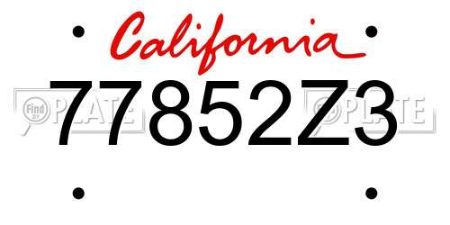 77852Z3 California License Plate