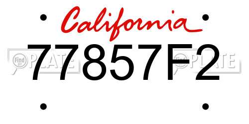 77857F2 California License Plate