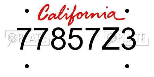 77857Z3 California License Plate