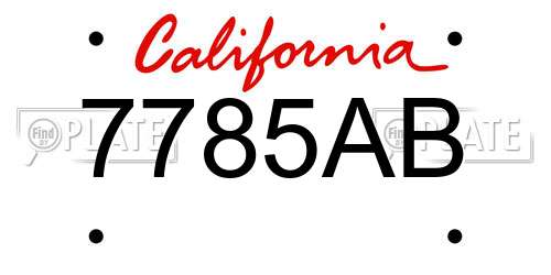 7785AB California License Plate