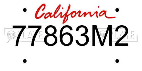 77863M2 California License Plate