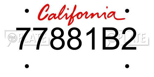 77881B2 California License Plate