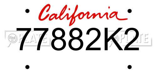 77882K2 California License Plate