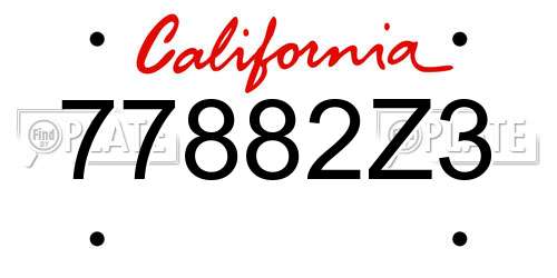 77882Z3 California License Plate