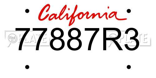 77887R3 California License Plate
