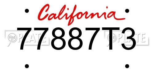 77887T3 California License Plate
