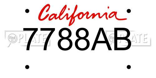 7788AB California License Plate